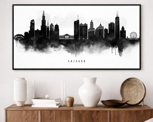 Alternative view of Chicago Wall Art Print Black and White Decor