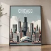 Chicago Skyline Travel Poster Wall Art Print | ArtPrintsVicky