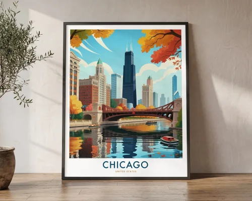 Chicago Skyline Wall Art — Travel Poster Print