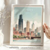 Chicago Illinois art print of the city skyline.