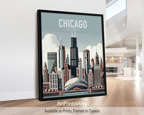 Chicago Travel Inspired Poster by ArtPrintsVicky