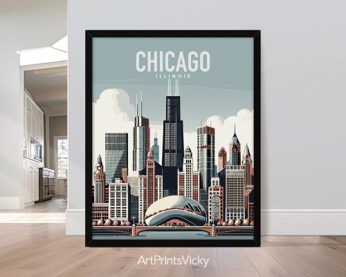 Chicago Travel Inspired Poster by ArtPrintsVicky