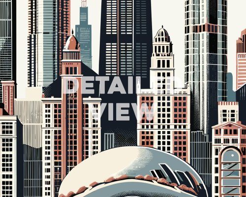 Illustration of Chicago's skyline featuring various architectural styles and buildings.