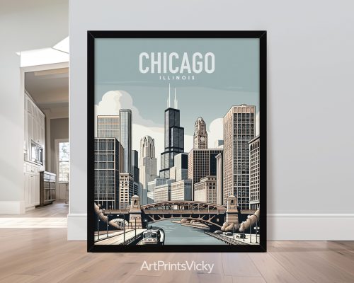 Chicago Travel Art Print by ArtPrintsVicky