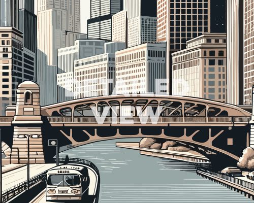 Chicago Travel Art Print detail by ArtPrintsVicky