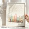 Cincinnati Map & Skyline Art in Warm Pastels by ArtPrintsVicky