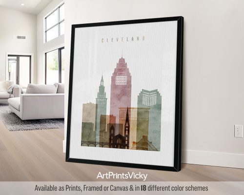 Cleveland Charm: Skyline Print in Watercolors