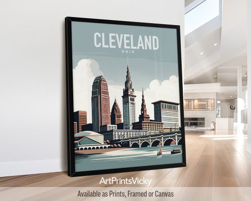 Cleveland skyline in smooth colors travel art print by ArtPrintsVicky skyline in smooth colors travel art print by ArtPrintsVicky