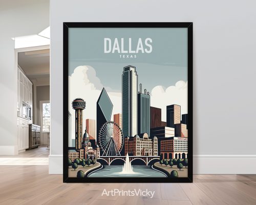 Dallas skyline in smooth colors travel art print by ArtPrintsVicky skyline in smooth colors travel art print by ArtPrintsVicky