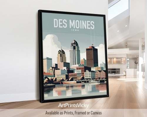 Des Moines illustrated travel poster style and smooth colors by ArtPrintsVicky