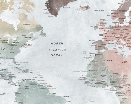 Detailed world map print detail