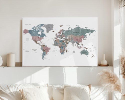 Color-coded world map displaying countries in various shades on a light background.