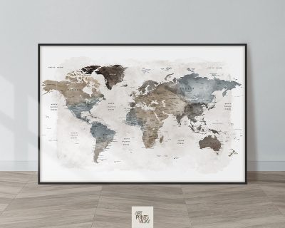 Large World Map Detailed Poster