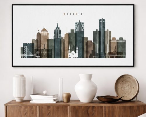 Alternative view of Detroit Wall Art Print Panoramic Decor