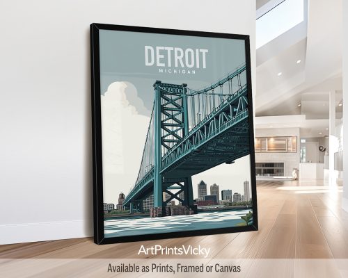 Detroit Travel Poster Wall Art by ArtPrintsVicky