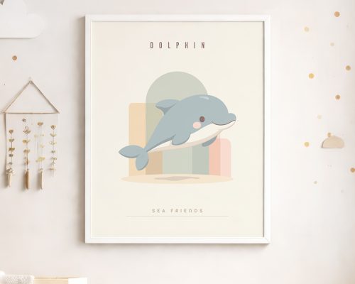 Alternative view of Dolphin Nursery Print, Ocean Wall Art Decor