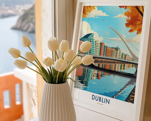 Alternative view of Dublin Ireland Travel Print - Cityscape Poster