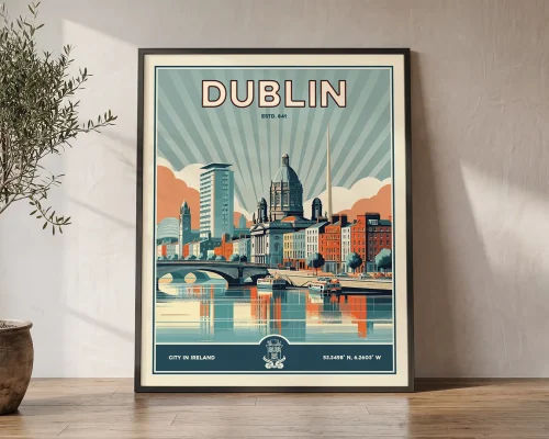 Dublin Travel Poster — Vintage Wall Art Print | ArtPrintsVicky