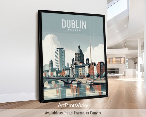 Dublin illustrated travel poster style and smooth colors by ArtPrintsVicky