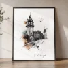 Edinburgh Skyline Drawing — Watercolor Wall Art Print | ArtPrintsVicky