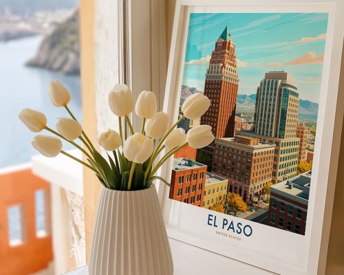 Alternative view of El Paso Skyline Travel Print - Texas Poster
