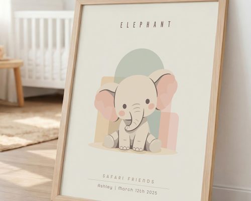 Elephant Nursery Print, Safari Wall Art Decor