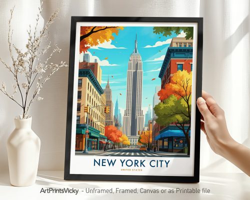 New York City Travel Print - Manhattan Skyline