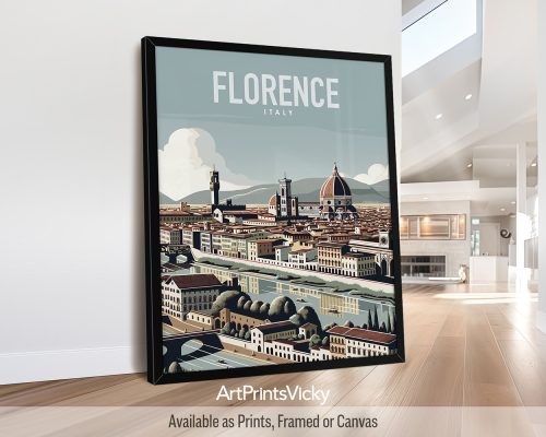 Florence, Italy skyline in travel poster style and smooth colors by ArtPrintsVicky