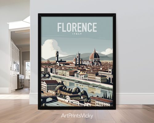Florence, Italy skyline in travel poster style and smooth colors by ArtPrintsVicky