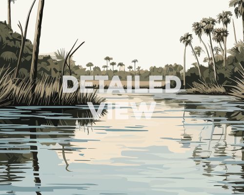 Florida State natural landscape illustration poster detail by ArtPrintsVicky