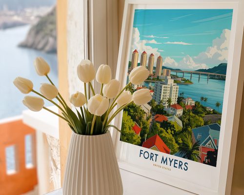 Alternative view of Fort Myers Florida Travel Print - Skyline Poster