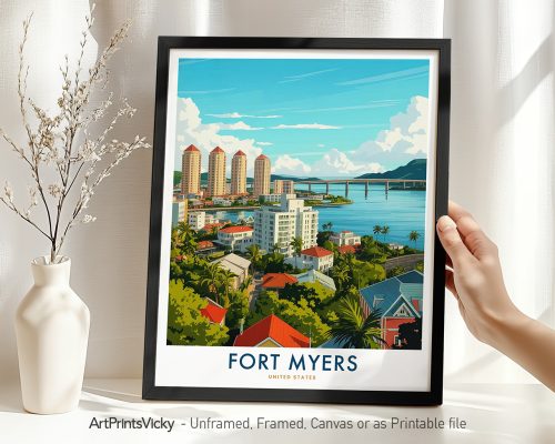Fort Myers Florida Travel Print - Skyline Poster