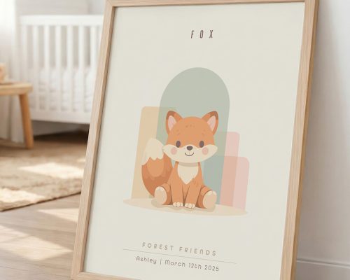Fox Nursery Print, Woodland Wall Art Decor