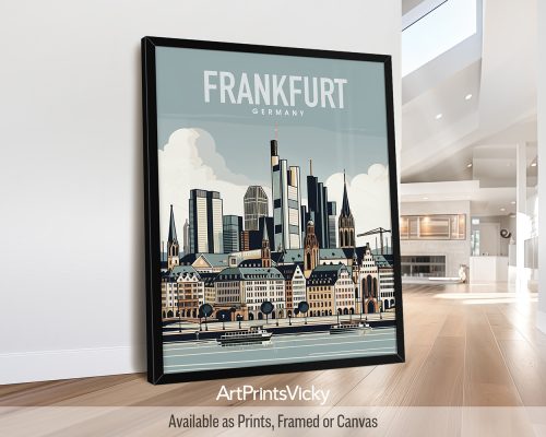 Frankfurt in travel poster style and smooth colors by ArtPrintsVicky