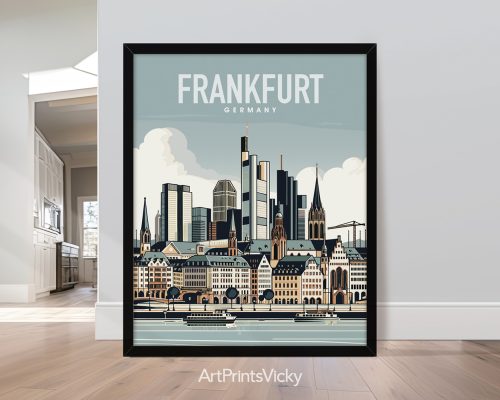 Frankfurt in travel poster style and smooth colors by ArtPrintsVicky