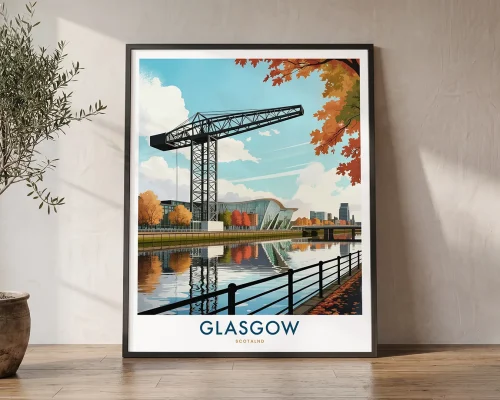 Glasgow Travel Poster — Vintage Scotland Wall Art Print | ArtPrintsVicky