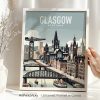 Framed print of Glasgow featuring notable buildings and the River Clyde.