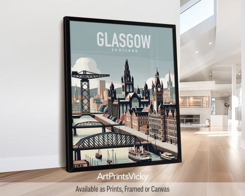 Glasgow skyline in smooth colors travel art print by ArtPrintsVicky skyline in smooth colors travel art print by ArtPrintsVicky