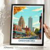 Greensboro NC Skyline Travel Poster - Wall Art