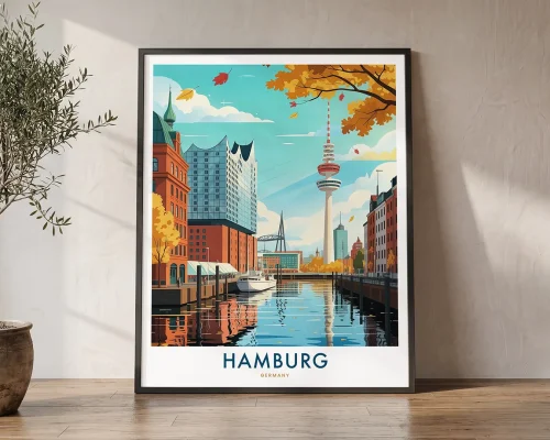 Hamburg Germany Travel Poster – Wall Art Print | ArtPrintsVicky