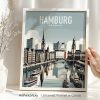 Hamburg Germany in travel poster style and smooth colors by ArtPrintsVicky