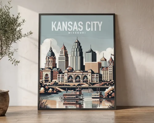 Heart of America Kansas City Skyline Art Print | ArtPrintsVicky