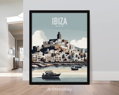 Ibiza in travel poster style and smooth colours by ArtPrintsVicky