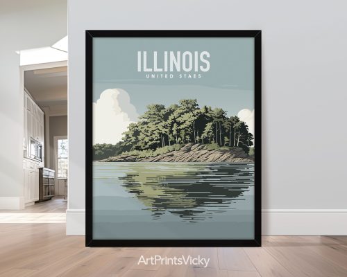 Illinois State natural landscape illustration poster by ArtPrintsVicky