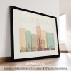 Indianapolis city skyline print in pastel cream theme, landscape orientation, by ArtPrintsVicky