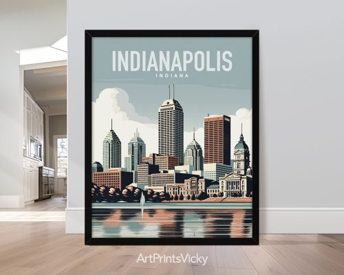 Indianapolis skyline travel poster in smooth colors by ArtPrintsVicky