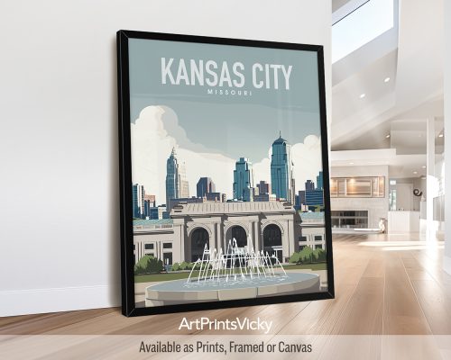 Kansas City Travel Poster Wall Art by ArtPrintsVicky