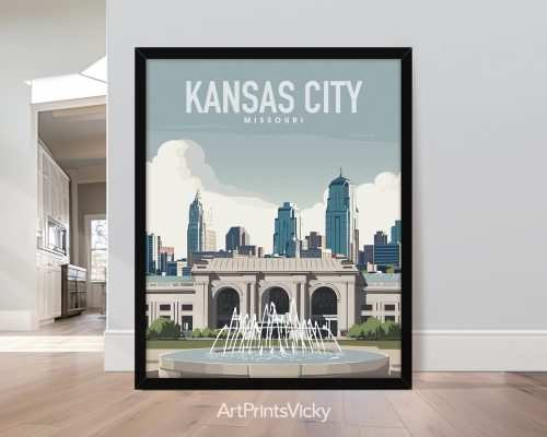 Kansas City Travel Poster Wall Art by ArtPrintsVicky