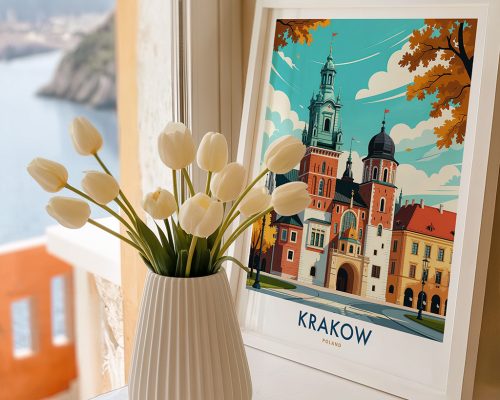 Alternative view of Krakow Poland Travel Poster - Cityscape Wall Art