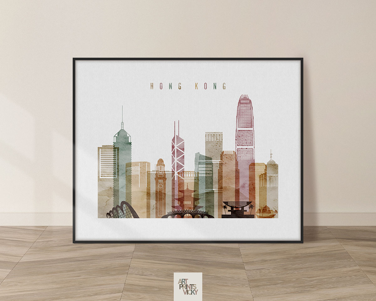 Hong Kong watercolor 1 poster